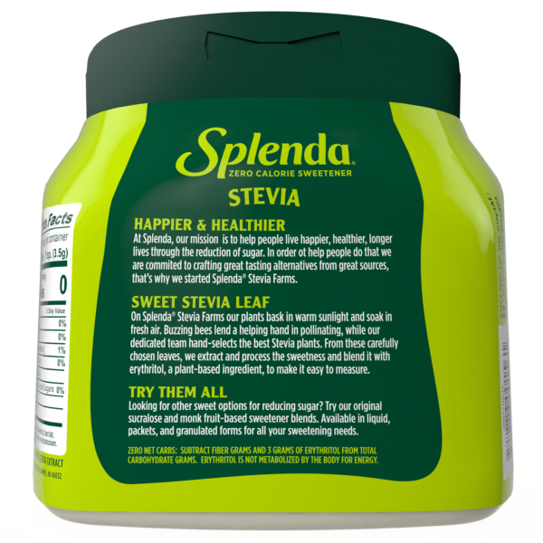 Splenda Stevia Sweetener Small Jar - Back