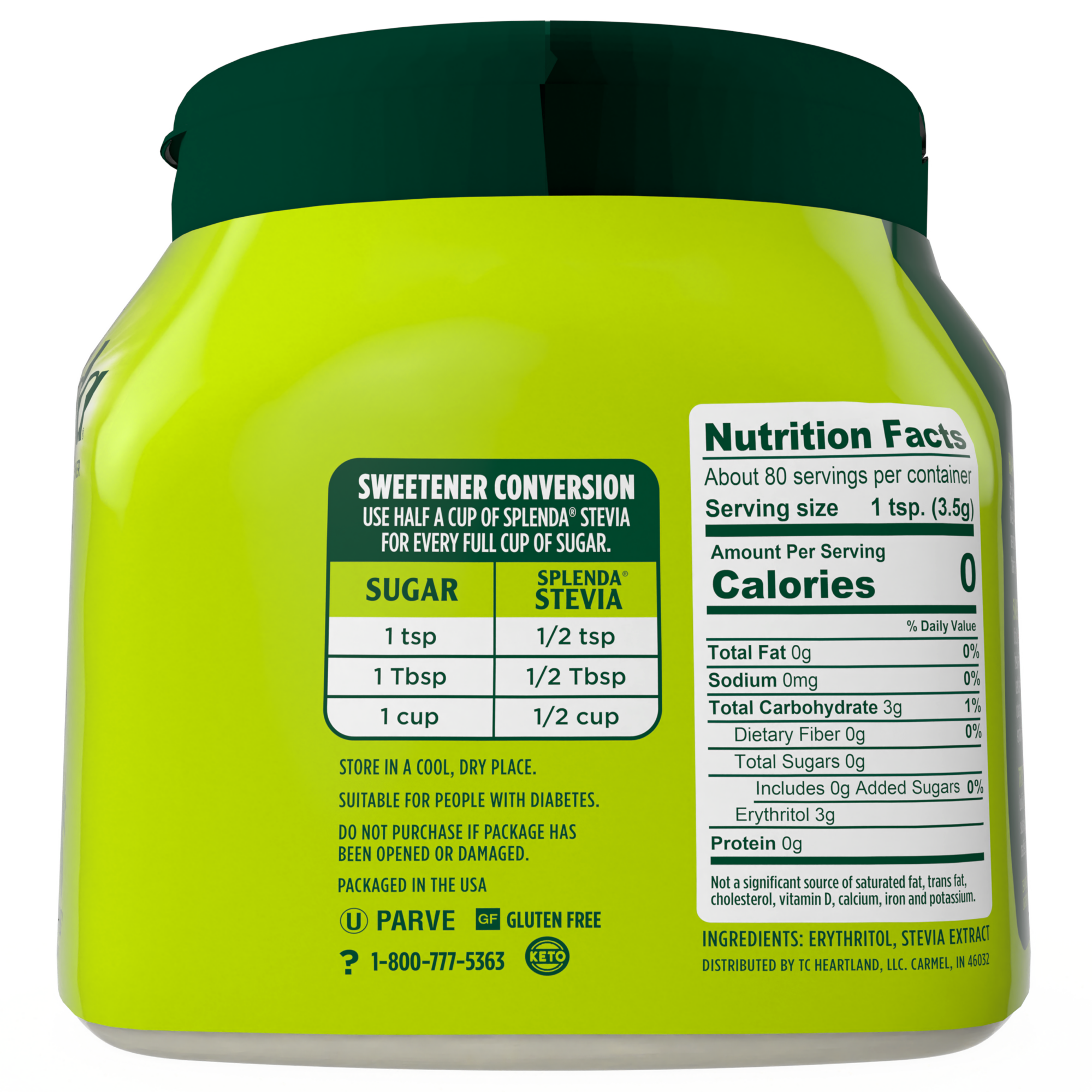 Splenda Stevia Sweetener Small Jar - Side Nutrition