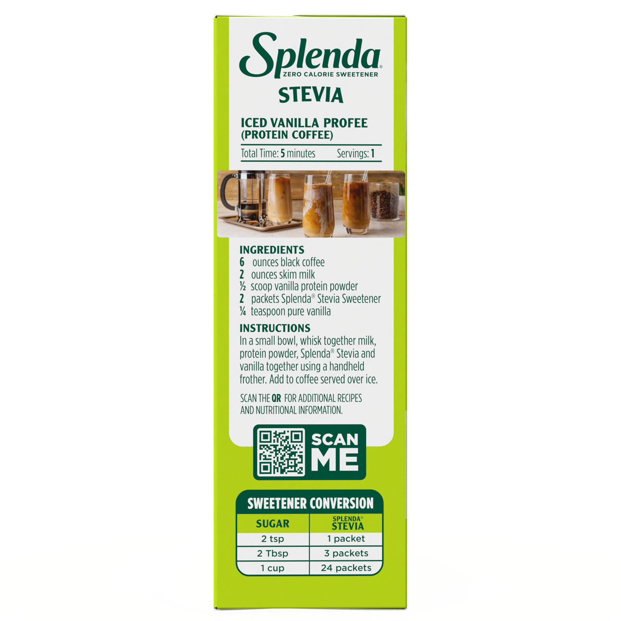 Splenda Stevia Packets - Side Conversion Chart