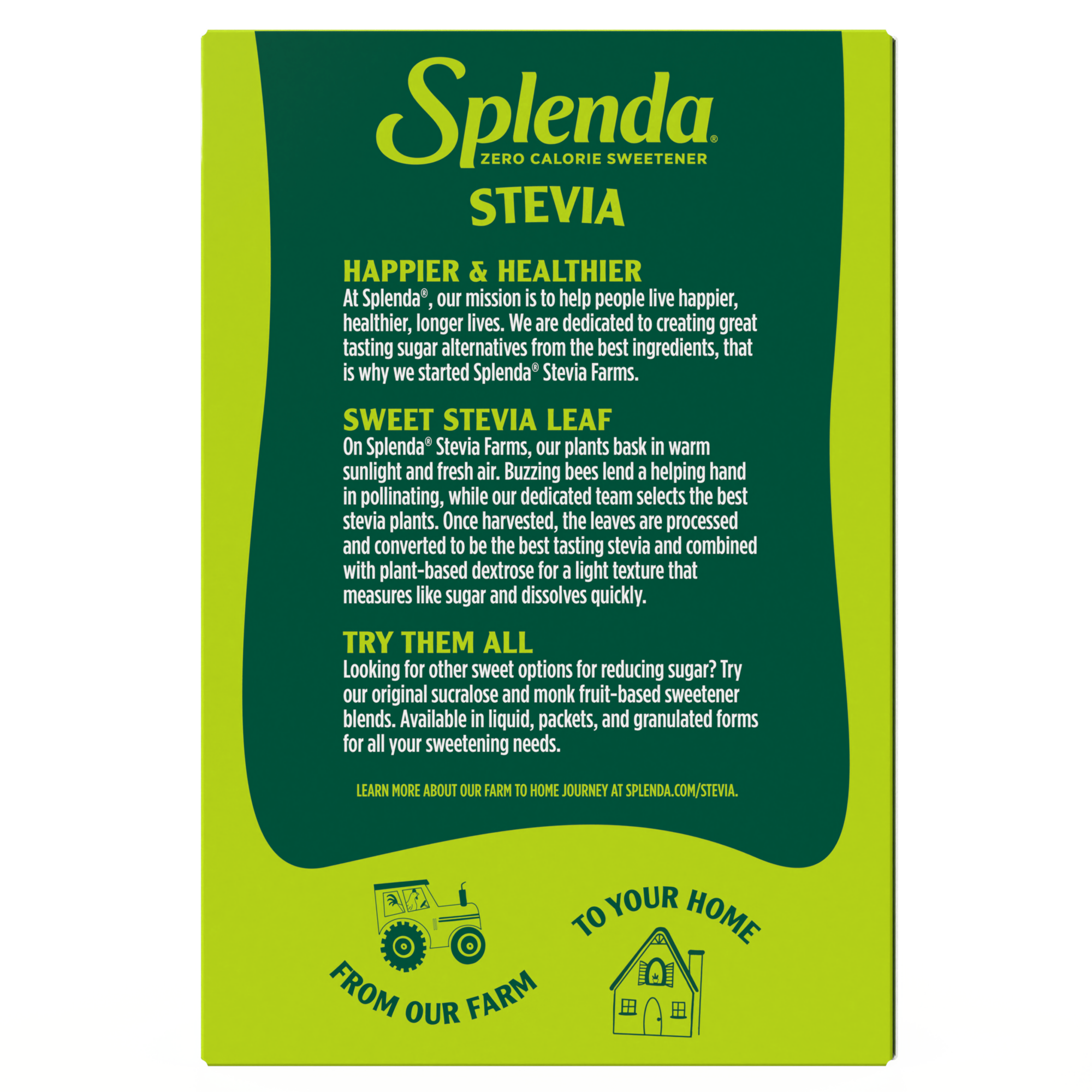 Splenda Stevia Packets - Back