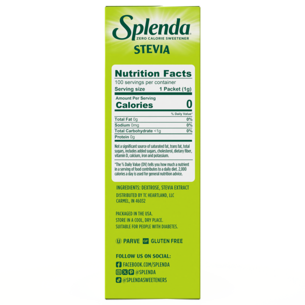 Splenda Stevia Packets - Side Nutrition