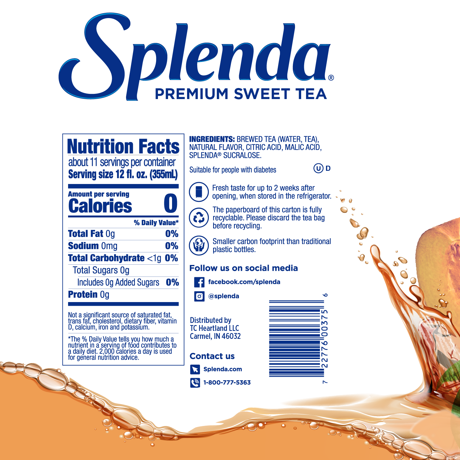 Splenda White Peach Tea - Nutrition Facts Panel