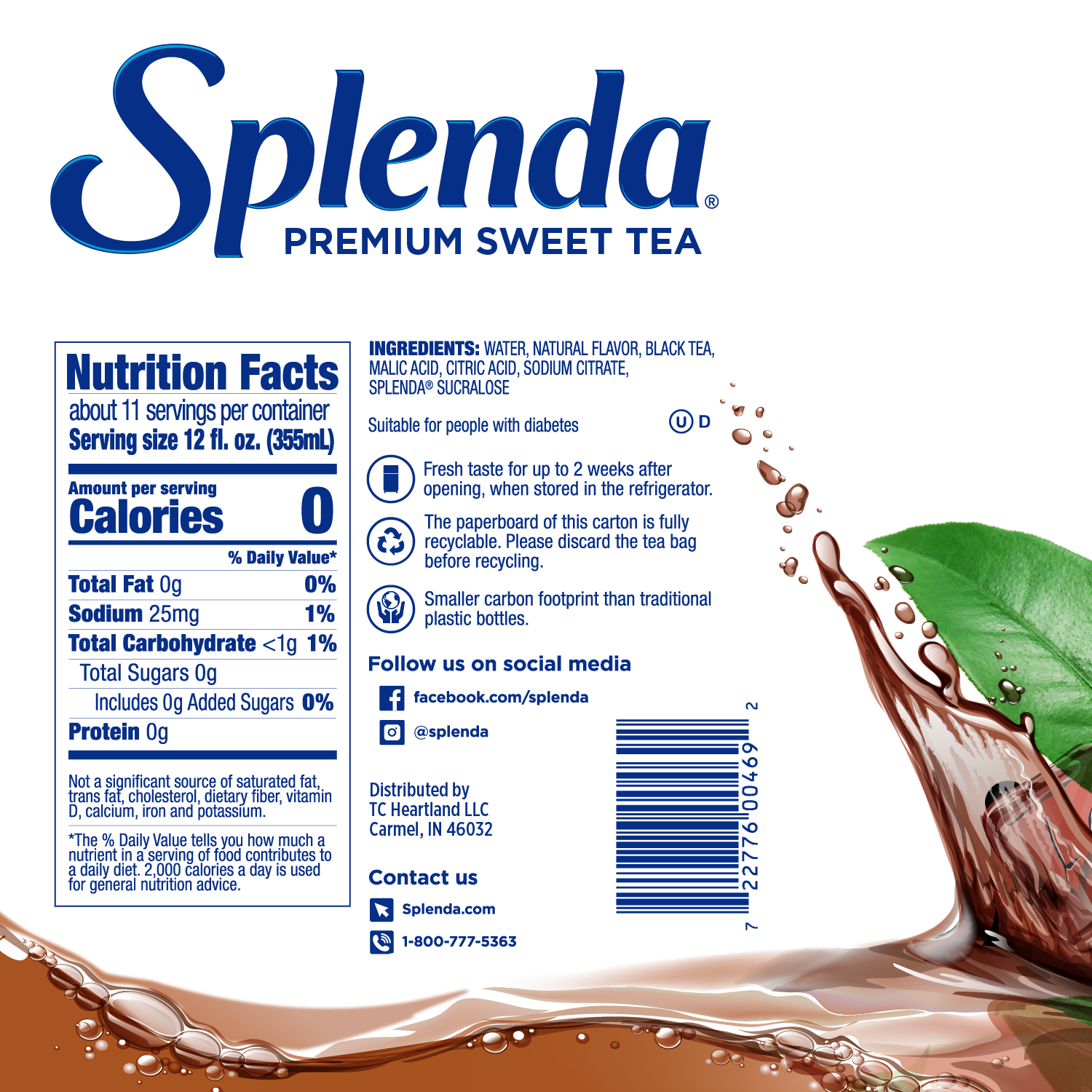 Splenda Sweet Tea - Nutrition Facts Panel