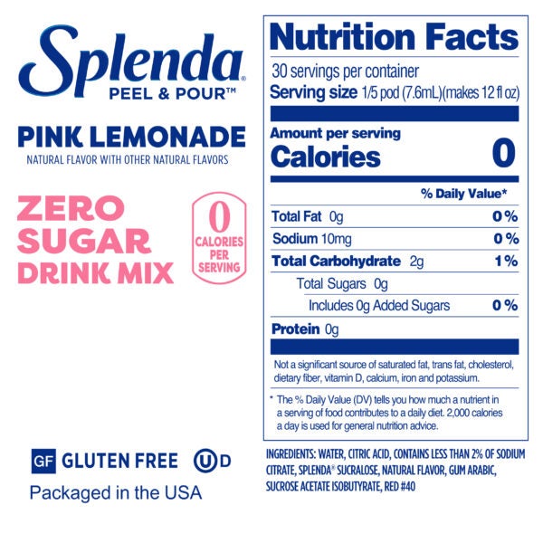 Splenda Peel & Pour Zero Calorie Drink Mix - Pink Lemonade