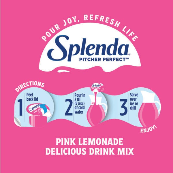Splenda Pitcher Perfect Mezcla de Bebidas sin Azúcar, Limonada Rosa, instrucciones
